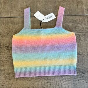 English Factory Rainbow Pastel Knit Sweater Crop Camisole Multicolor Size M